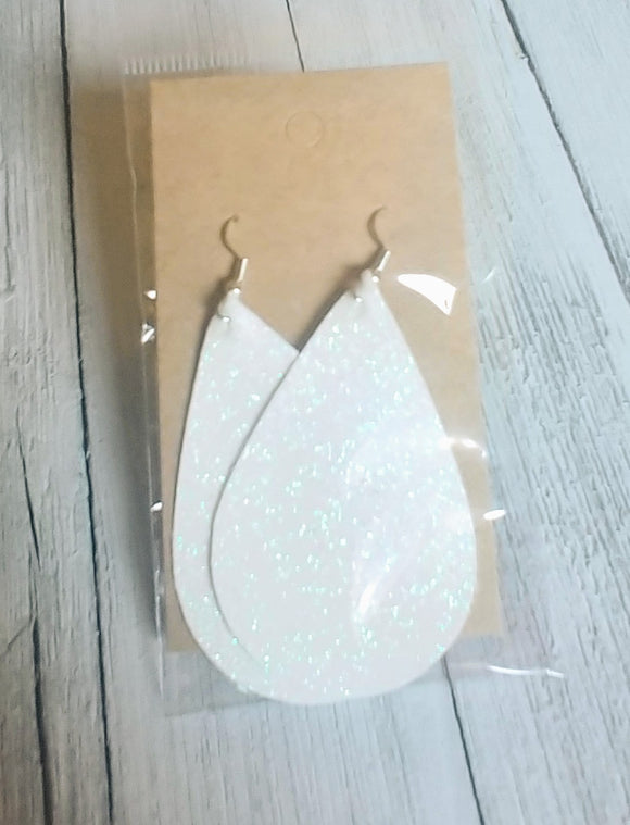 Earrings Chunky Glitter White