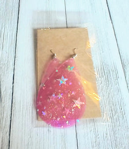 Earrings Pink w/ Stars