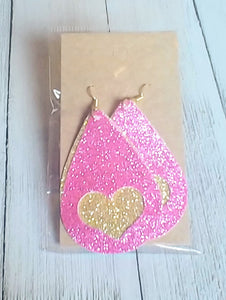 Earrings Glitter Double Layered Heart