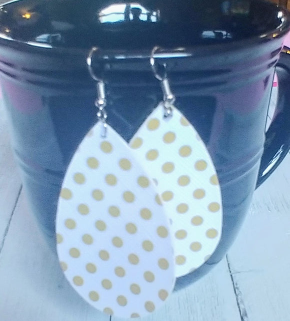 Earrings Gold/White Polka Dots